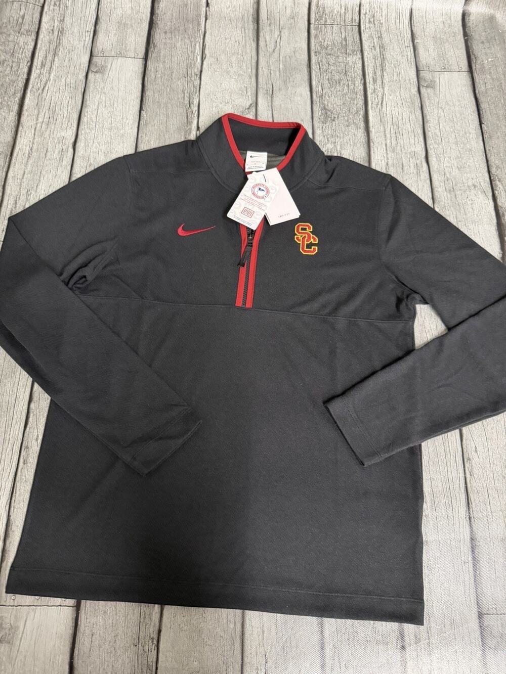 NWT Men’s Nike USC Trojans Half Zip Pullover Dri-Fit Black Medium